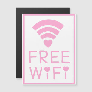 "FREE WIFI" in roze Magnetische Uitnodiging
