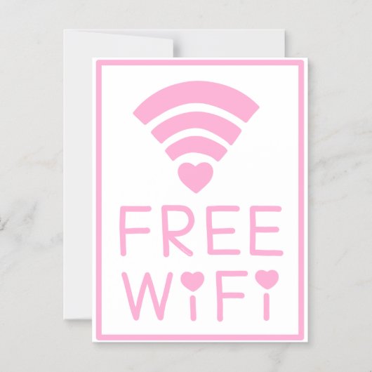 "FREE WIFI" in roze Magnetische Uitnodiging (Voorkant)