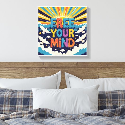 Free Your Mind — Retro Poster Canvas Afdruk (Insitu (Slaapkamer))