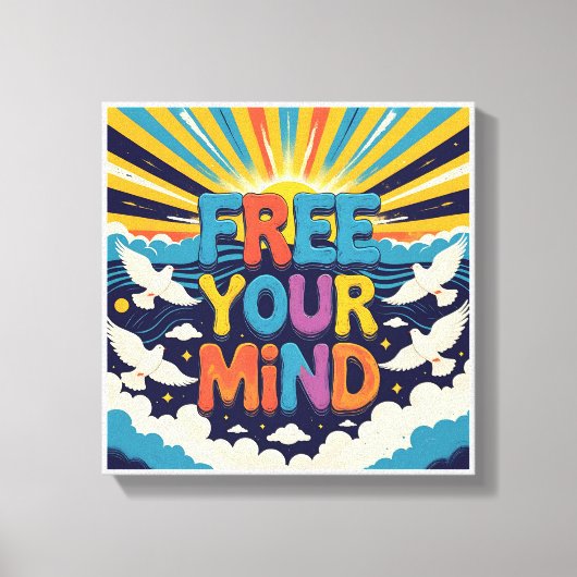 Free Your Mind — Retro Poster Canvas Afdruk (Voorkant)