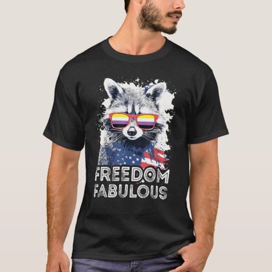 Freedom Fabulous  Raccoon Non Binary Sunglasses Fl T-shirt (Voorkant)