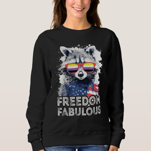 Freedom Fabulous Raccoon Non Binary Sunglasses Fl Trui (Voorkant)
