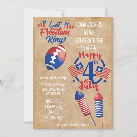 Freedom Fireworks-uitnodiging Kaart (Voorkant)
