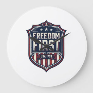 Freedom First USA 1776 Patriottisch Schild T-Shirt Grote Klok