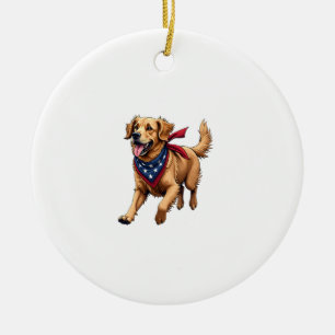 Freedom Golden Retriever Vintage Graveer Shirt 4 Keramisch Ornament