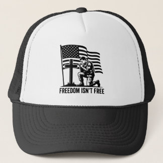 Freedom Isn't Free Kneeling Soldier Patriotic Trucker Pet