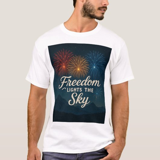 Freedom Lights the Sky, 4 juli ontwerpen ze. T-shirt (Voorkant)