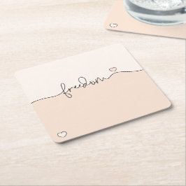 Freedom Minimalist Typography Design Vierkante Kartonnen Onderzetter