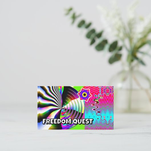 FREEDOM QUEST ( u kunt de woorden wijzigen ) Visitekaartje (Staand voorkant)