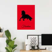 Freedom Red Black Horse Pop Art Poster (Thuiskantoor)