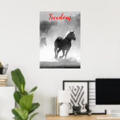 Freedom Red Black White-looppaarden Poster (Thuiskantoor)