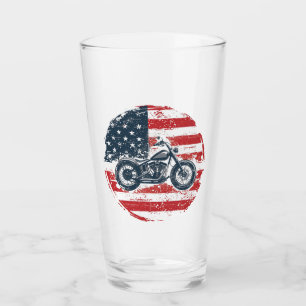 Freedom Ride: Retro Motorfiets en Amerikaanse Vlag Glas