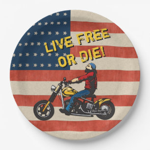 Freedom Rider - Amerikaanse vlag, biker en aangepa Papieren Bordje