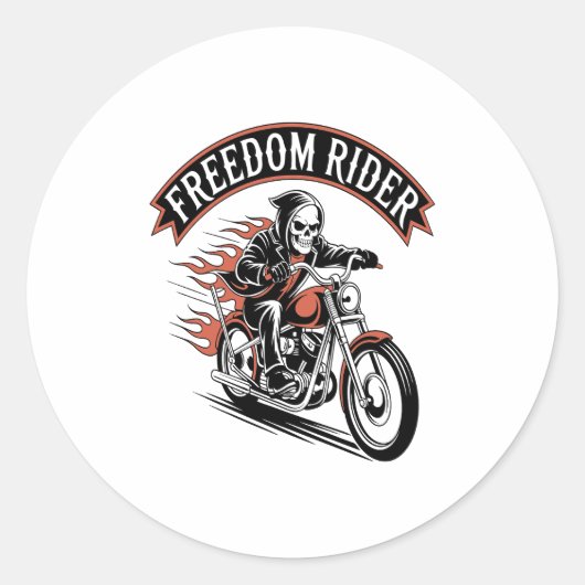 FreeDom Rider Biker Ronde Sticker (Voorkant)