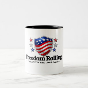 Freedom Rolling Patriottisch Schild Logo Amerika Tweekleurige Koffiemok