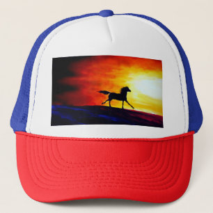 Freedom Running Horse Sjabloon White Red Blue Trucker Pet