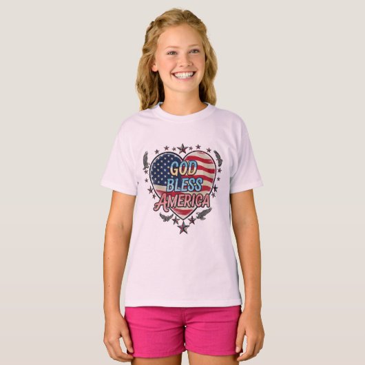 Freedom’s Prayer  God Bless America T-shirt desig (Voorkant volledig)