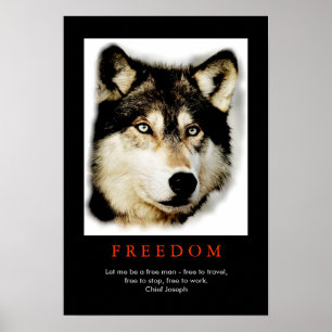 Freedom Spirit Motivatie Wolf Eyes Poster