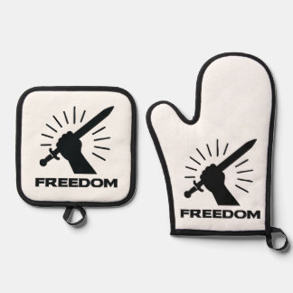 freedom sword graphic ovenwant & pannenlap set
