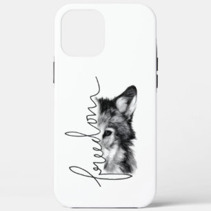 Freedom Wolf Minimal Line Art - iPhone 12 Pro Max Hoesje