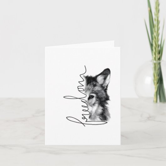 Freedom Wolf Minimal Line Art - Kaart (Voorkant)