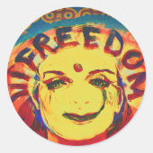 Freedom Yellow smiley face Ronde Sticker (Voorkant)
