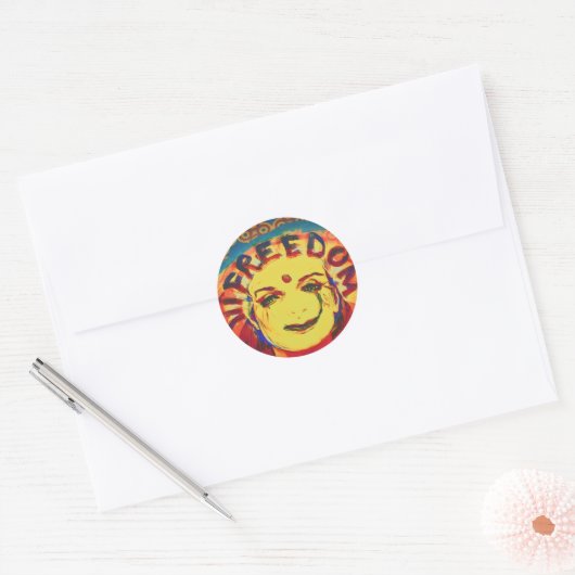 Freedom Yellow smiley face Ronde Sticker (Envelop)
