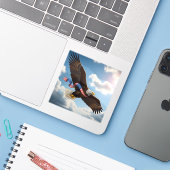 Freedom's Ascent - Square Vinyl  Sticker (Laptop met iPhone)