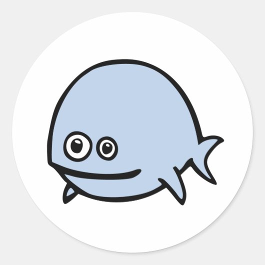 FreeDos Fish - Blauw Ronde Sticker (Voorkant)