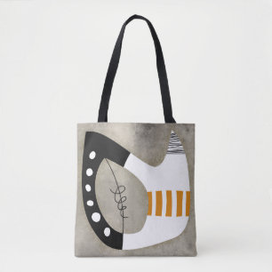 Freeform - Oranje zwart-witte Canvas tas