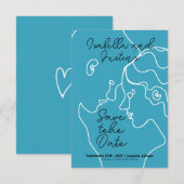 Freehand linear drawing of a couple in love save the date (Voorkant / Achterkant)