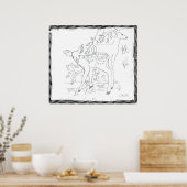 Freehand Pencil-schouderwand Poster (Keuken)