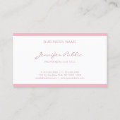 Freehand Script Elegant Pink Plain Luxe  Visitekaartje (Achterkant)