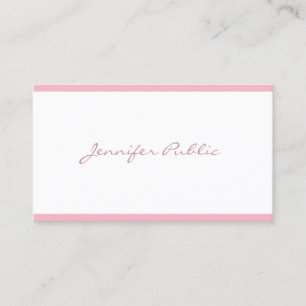 Freehand Script Elegant Pink Plain Luxe  Visitekaartje