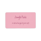 Freehand Script-tekst elegant roze moderne Sjabloo Etiket (Voorkant)
