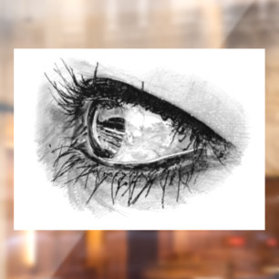 Freehand tekende het oog van een mooie vrouw in Ma Raamsticker