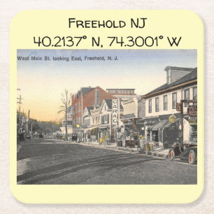 Freehold NJ-coördinaten stijl Vierkante Kartonnen Onderzetter