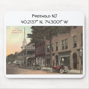 Freehold NJ Map Coordinate 1909  stijl Muismat