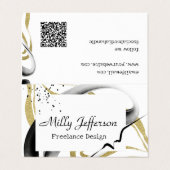 Freelance ontwerp Abstracte QR-code Gold Black Visitekaartjes (Buitenkant ongevouwen)