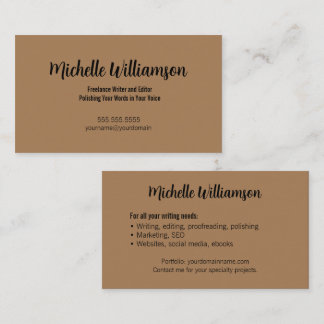 Freelance Schrijver Minimaal Warm Bruin Visitekaartje