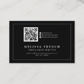 FREELANCE WRITER BLACK VOEG QR CODE Visitekaartje  (Achterkant)