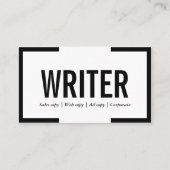 Freelance Writer Bold Text Black Border Visitekaartje (Voorkant)