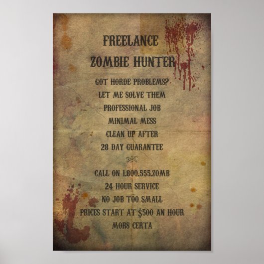 Freelance Zombie Hunter Poster (Voorkant)