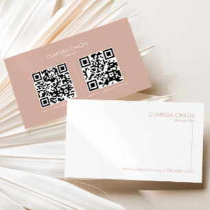 Freelancer Blush Wit Formele Minimalistische QR Co Visitekaartje