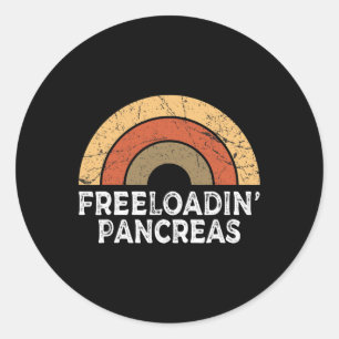 Freeloading pancreas Retro Regenboog Type 1 Diabet Ronde Sticker