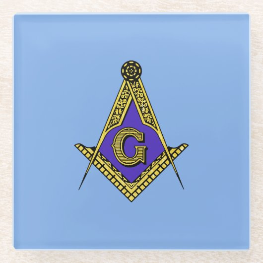 Freemason (blauw) glazen onderzetter (Voorkant)