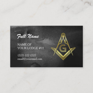 Freemason Cartes de visite   Aquarelle noire et or