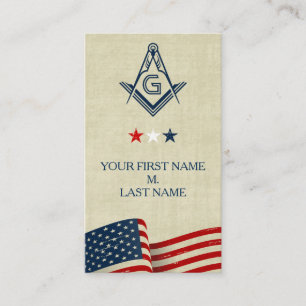 Freemason Cartes de visite   Vieux drapeau améric