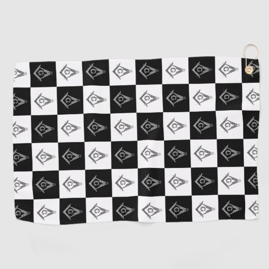 Freemason Checkered Pattern Golfhanddoek (Horizontaal)