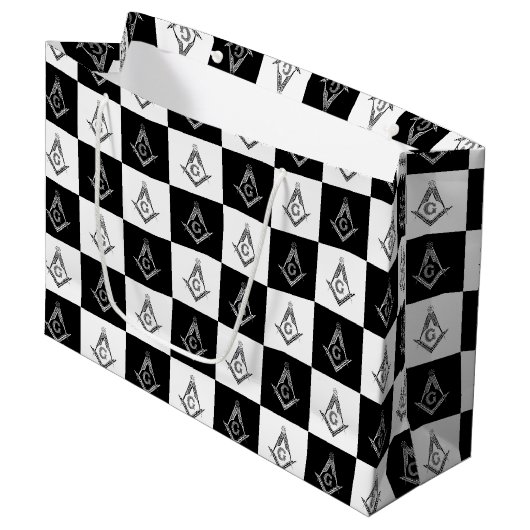 Freemason Checkered Pattern Groot Cadeauzakje (Voorkant Gekanteld)